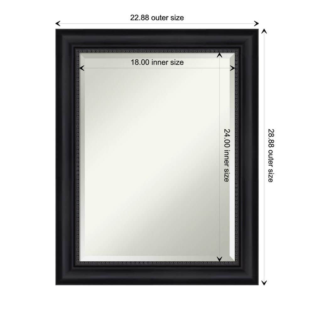 Astor Black Beveled Rectangular Bathroom Wall Mirror 23 x 29 in