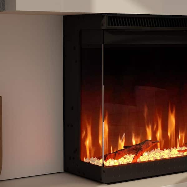 Kingdely 72 in. Wall Mount Electric Fireplace in Black with 3