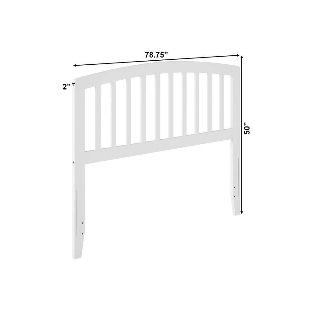 Full Off-White Wood Slatted Headboard with USB Charger