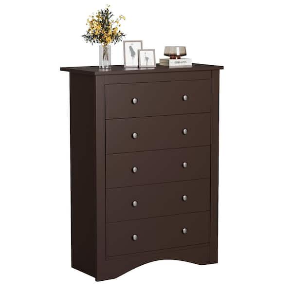 LACOO Creaser 31.4 in. Brown Tall Dressers Chest of Drawers with 5 Drawers  V-WD-0911-BN - The Home Depot