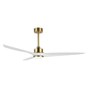 60 in. 3-Blade LED Propeller Gold and White Ceiling Fan with Fan Control Parts and Light Kit Included