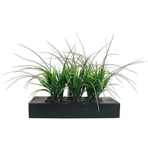 Artificial Green Grass in Contemporary Wood Planter