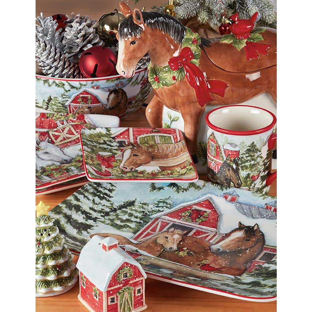 Homestead Christmas Ceramic 16-Piece Holiday Dinnerware Set