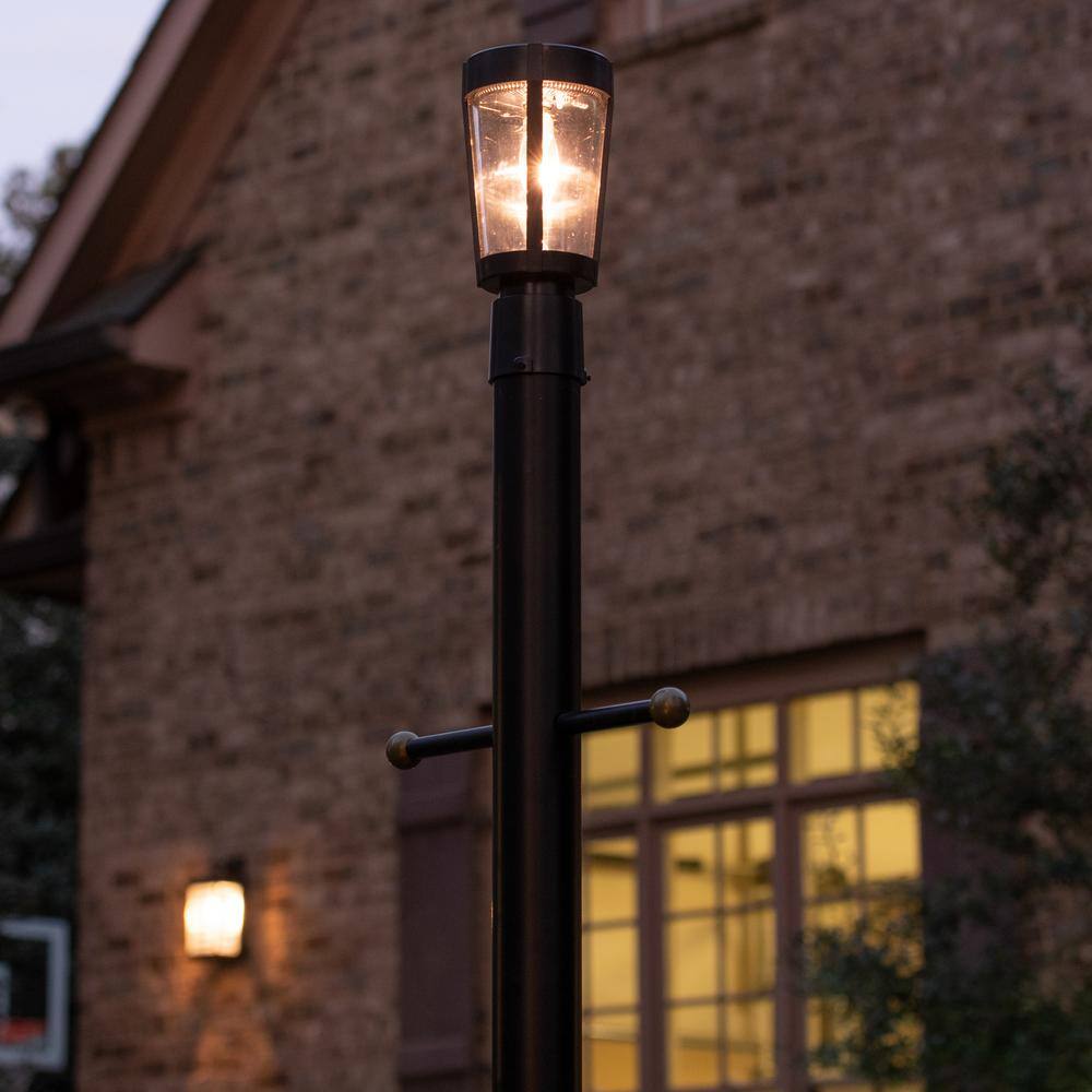 Amphora Black Resin Solar LED Outdoor Post Light