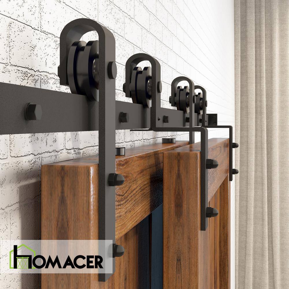 Black Rustic Double Door Sliding Barn Door Hardware Kit
