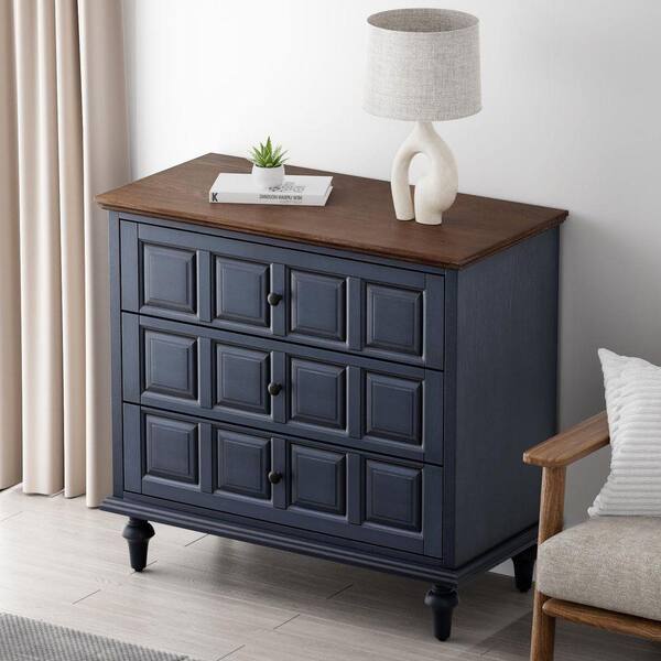 black vintage dresser IdealHouse With 4 Drawers Carved Handles Tapered Legs Wood Chest Large Capacity Storage For Bedroom in the Dressers department at Large slatted shelf at the bottom 30 Beautiful Vintage Dressers For