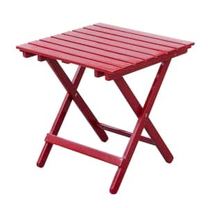 Authentic Acacia Hardwood Flat Folding Slatted Side Table in Red
