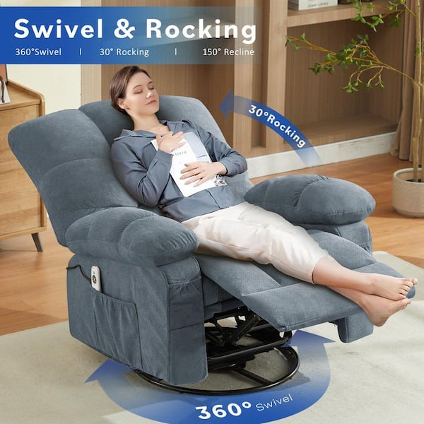 Z-joyee Blue Fabric Recliners Vibration Massage and Lumbar Heating