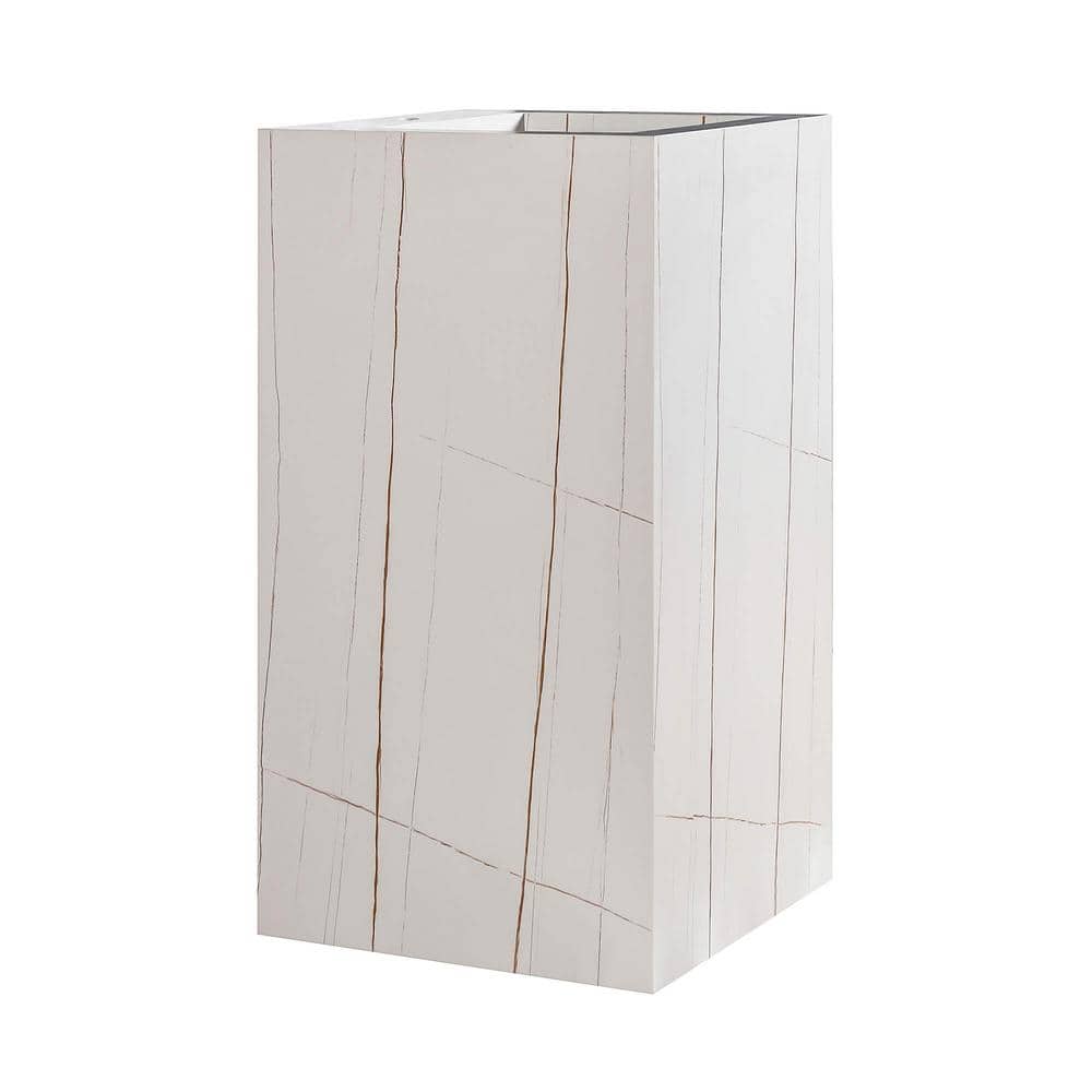 White Marble Square Pedestal Bathroom Sink
