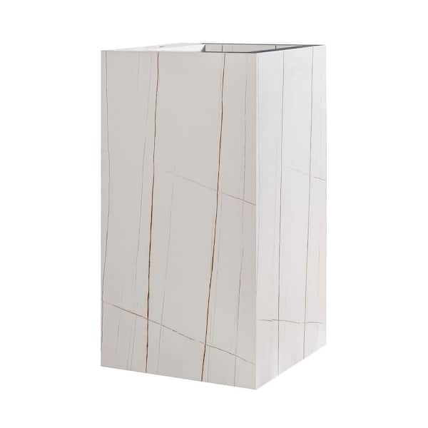 FINE FIXTURES Grand 17.75 in. W x 17.75 in. L Luxury Composite Square Pedestal Sink and Basin Combo in White with Gold