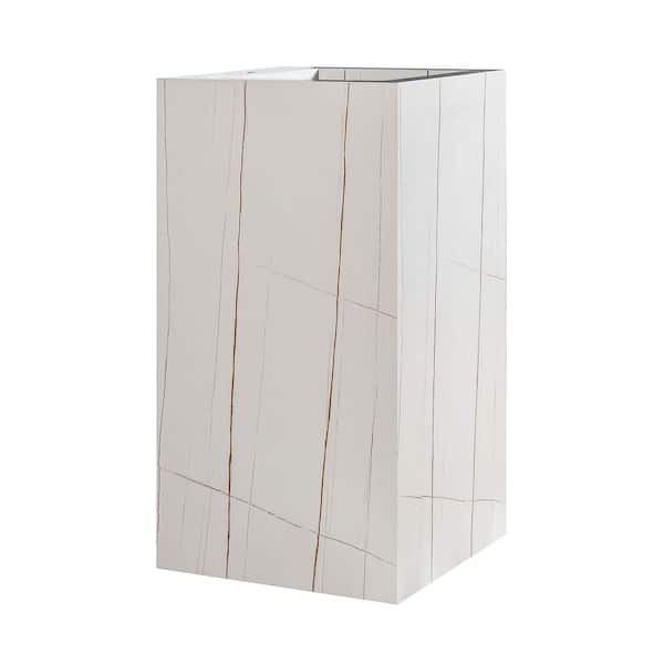 FINE FIXTURES Grand 17.75 in. W x 17.75 in. L Luxury Composite Square Pedestal Sink and Basin Combo in White with Gold