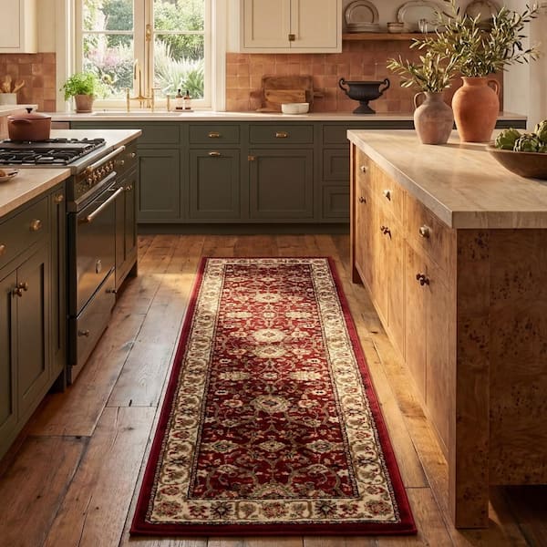 Lyndhurst Red/Ivory 2 ft. x 8 ft. Border Floral Antique Runner Rug