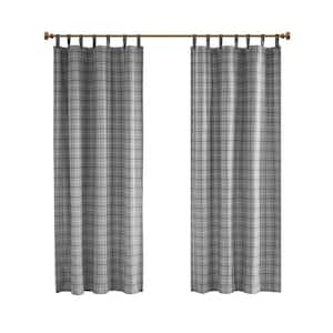 Salford Gray/Black 1 Polyester Plaid 50 in. W x 84 in. L Tab Top Room Darkening (Single Panel)