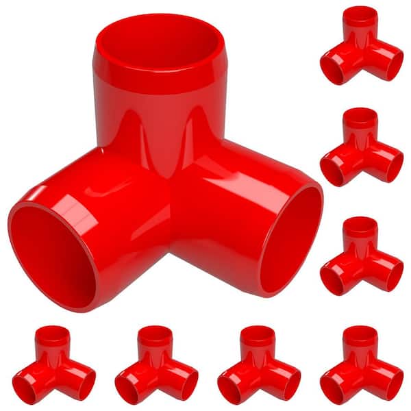 Formufit 3/4 in. Furniture Grade PVC 3-Way Elbow in Red (8-Pack)