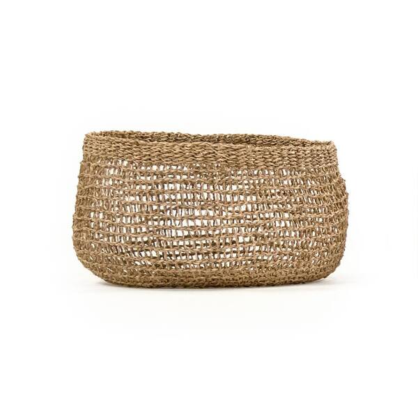 Zentique Wide Sparsely Hand Woven Seagrass Large Basket without Handles ...