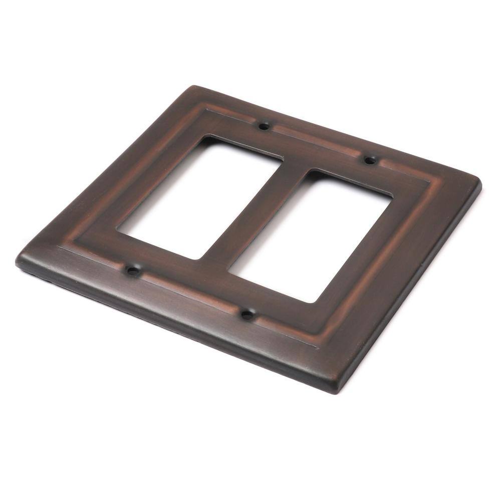 Antique Copper 2-Gang Metal Decorator Rocker Wall Plate