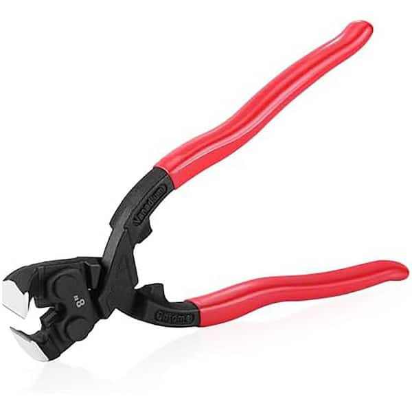 High Leverage Nail Puller End Cutting Pliers 8 in. Durable CR-V Steel Gripping Jaws Ergonomic Handles Black