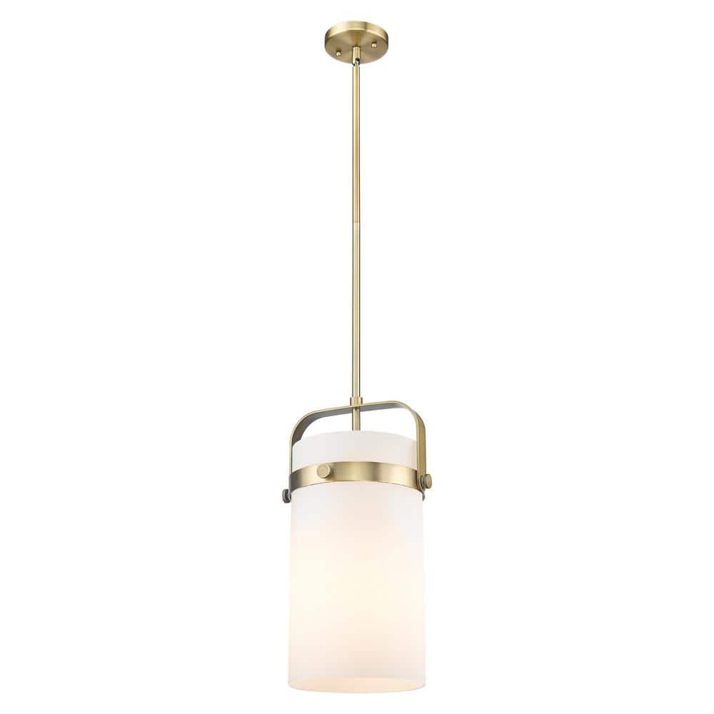 Pilaster 100-Watt 1-Light Brushed Brass Shaded Mini Pendant Light with Painted Glass Shade price history on PriceWatchPro