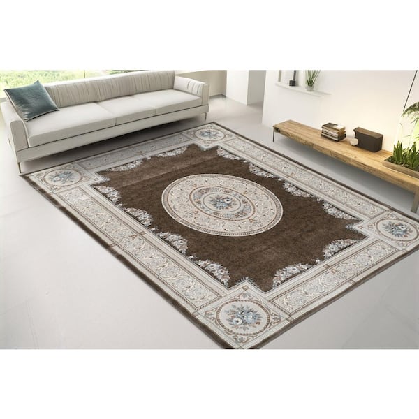 Ancient Garden 5 ft. 3 in. X 7 ft. 7 in. Brown/Cream Oriental Indoor Area Rug