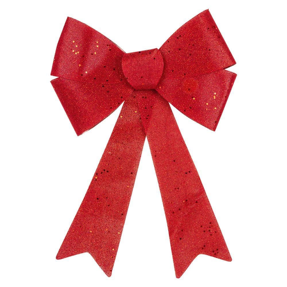 Northlight 11 in. W LED Lighted Red Burlap Christmas Bow Decoration ...