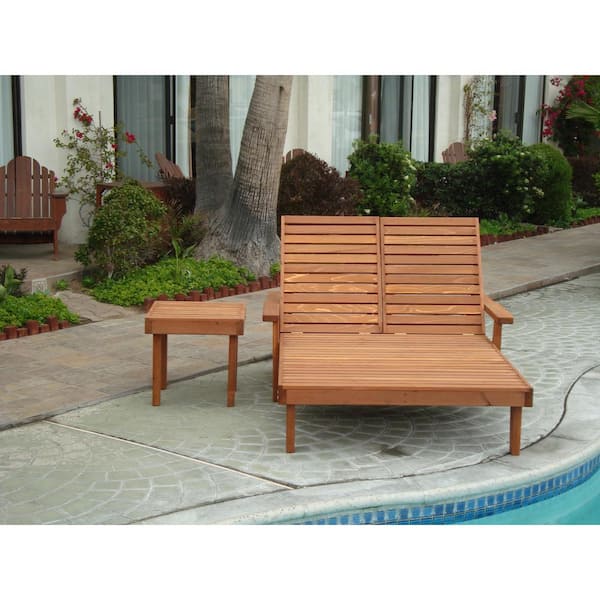 Unbranded Double Summer 1905 Super Deck Redwood Outdoor Chaise Lounge