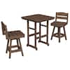Outdoor dining set table and two chairs from side view.