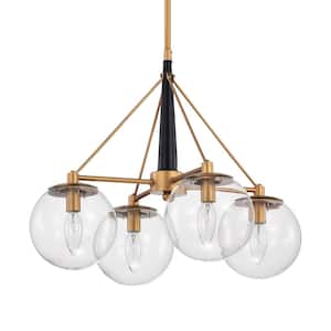 Fidel 20 in. 4-Light Indoor Gold and Black Finish Chandelier with Light Kit