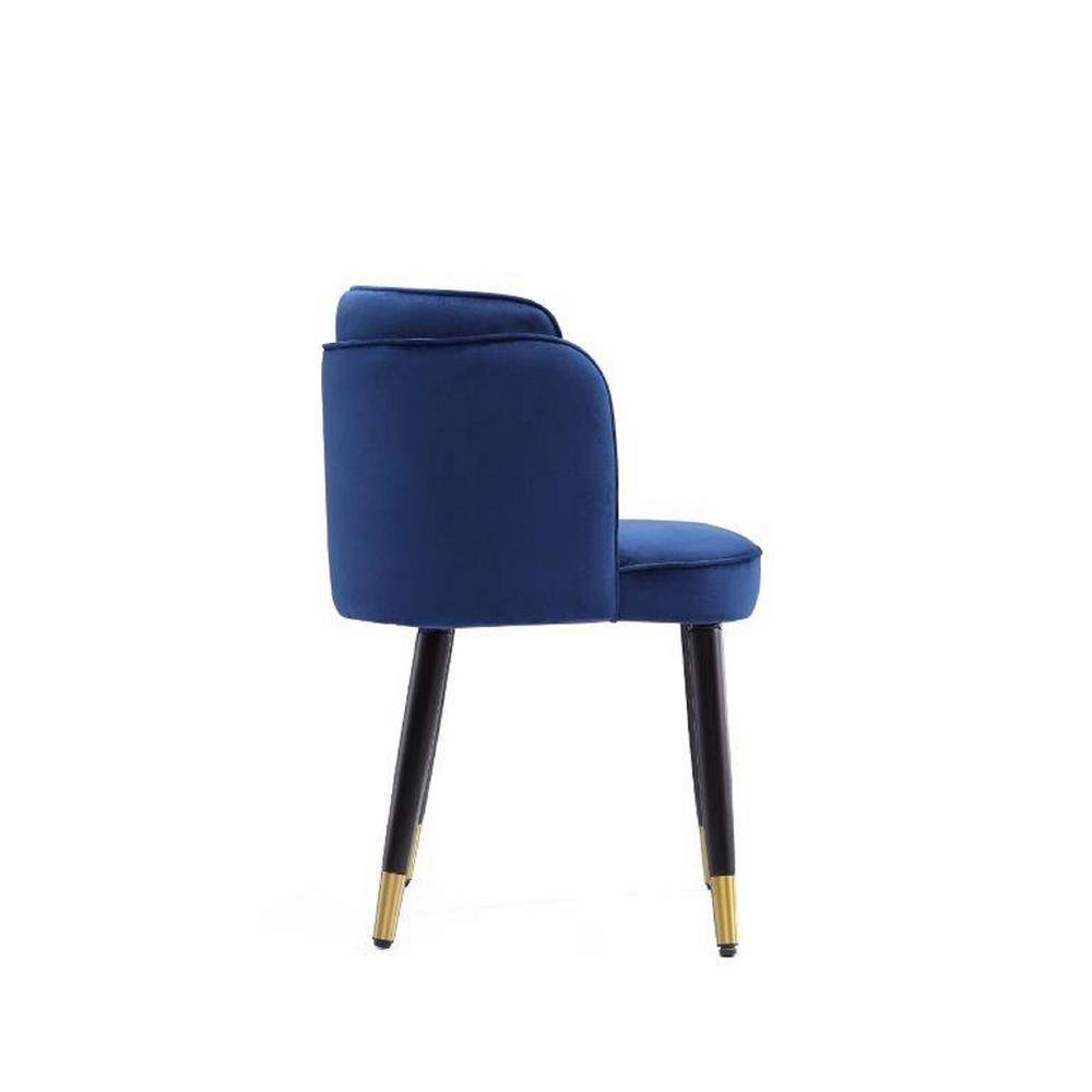 Royal Blue Velvet Upholstered Dining Chair with Gold Trim