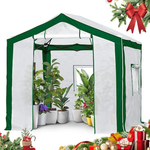 96 in. W x 96 in. D Portable Walk-In Pop-Up Instant Outdoor Gardening Greenhouse