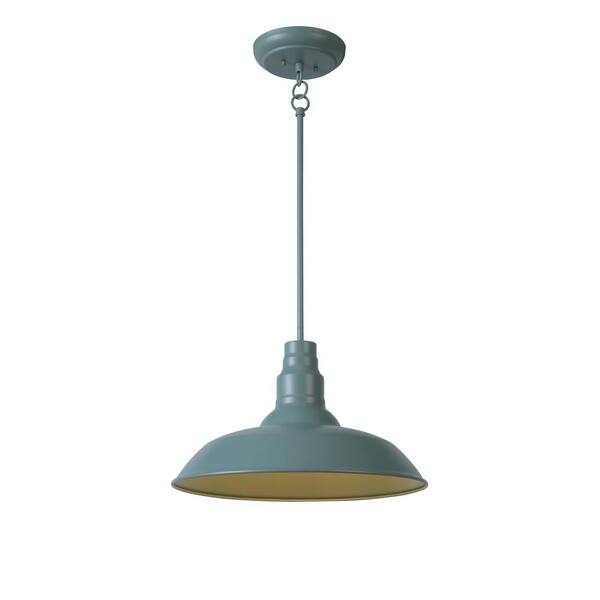 Home Decorators Collection Bell Ridge 10 in. 1-Light Teal Outdoor Mini Pendant