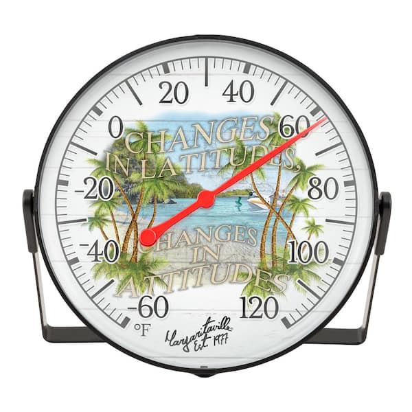 La Crosse 5-Inch "Changes in Latitudes, Changes in Attitudes" Margaritaville Bracket Analog Dial Thermometer