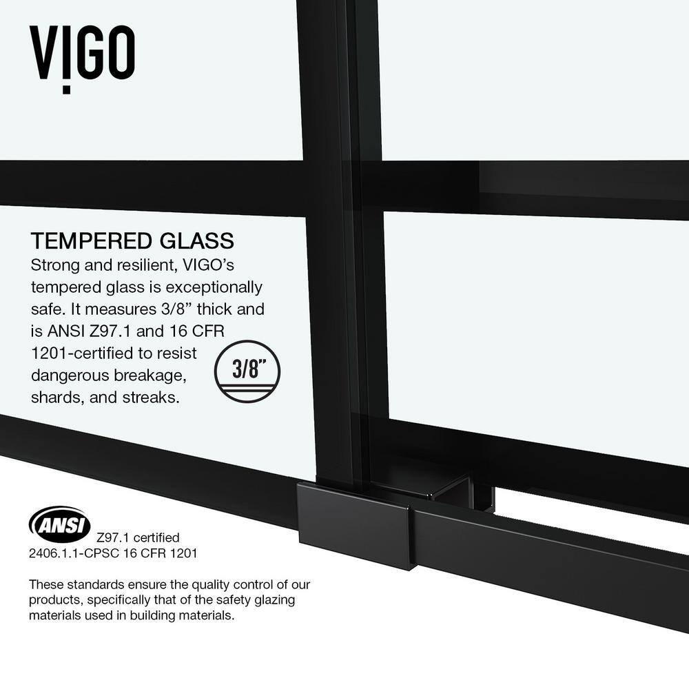 Elan 56-60" Matte Black Frameless Sliding Shower Door with Clear Glass