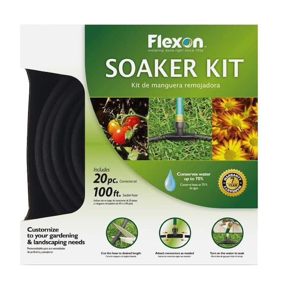 Flexon 3/8 in. Dia x 100 ft. 20-Piece Garden Soaker Hose Kit