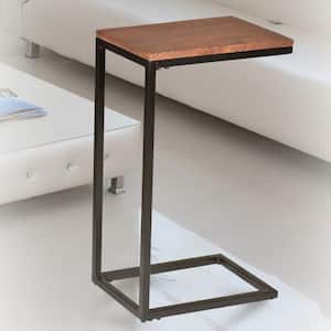 Aggie 16 in. Chestnut and Black 25.25 in. High Rectangle Wood Top End Table