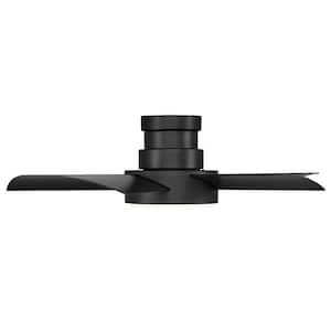 Vox 38 in. Integrated LED Indoor/Outdoor 5-Blade Smart Flush Mount Ceiling Fan in Matte Black with 3000K and Remote