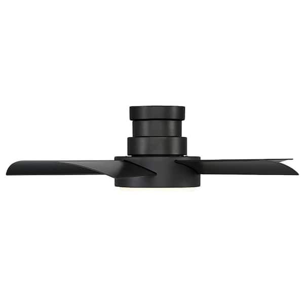 Vox 38 in. LED Indoor/Outdoor Matte Black 5-Blade Smart Flush Mount Ceiling Fan with 3000K Light Kit and Remote Control