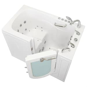 Monaco Acrylic 52 in. Walk-In Whirlpool and Air Bath in White 5 Piece Fast Fill Roman Faucet Set Right 2 in. Dual Drain