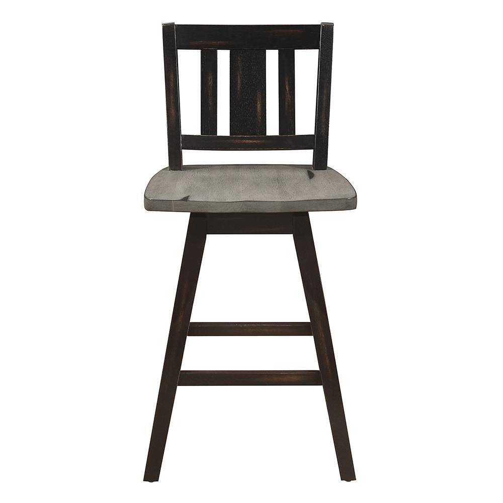 Amsonia Distressed Gray and Black Swivel Wood Counter Stools