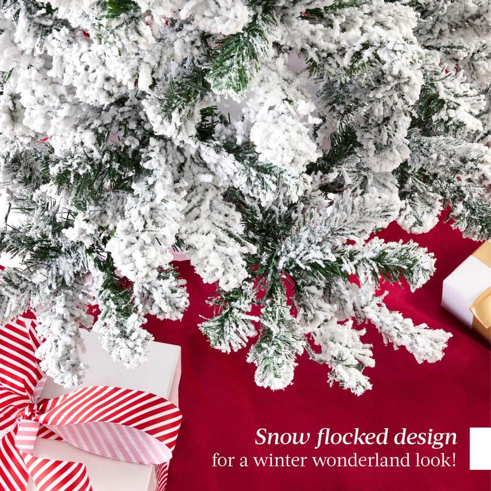 4.5ft Snow Flocked Pine Christmas Tree with Metal Stand