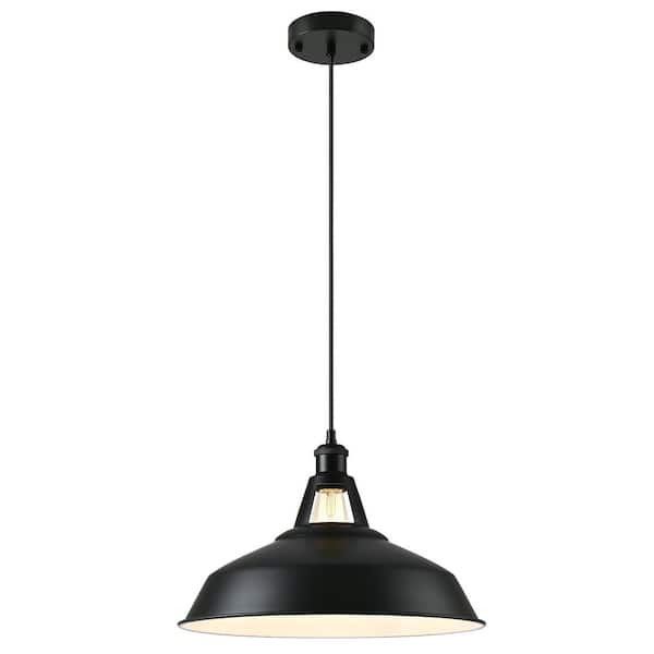 ZSMIHDOH 1-Light Black Modern Pendant Light with Metal Dome Shade ...