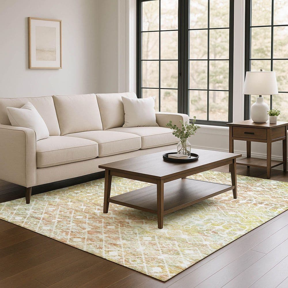 Mayfield Premium Machine Washable Abstract AMF1638 Peach 3 ft. x 4 ft. Area Rug price history on PriceWatchPro