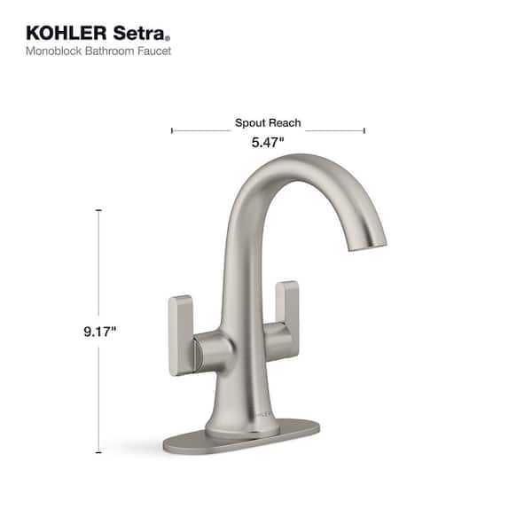KOHLER Setra 2-Handle Single Hole Monoblock Bathroom Faucet in Polished Chrome