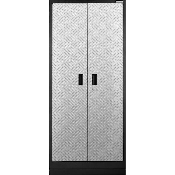Premier 36 in. W x 84 in. H x 24 in. D 18 Gauge 4-Shelf Welded Steel Freestanding Cabinet in Silver Tread