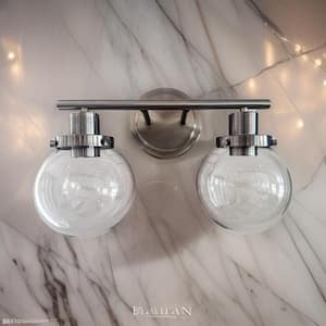 13 in. W 2-Light Bathroom Vanity Light Fixtures Siver Wall Sconce for Mirror, Bedroom, Hallway, Porch, E26, No Bulbs