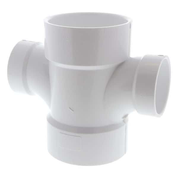 NIBCO 3 in. x 3 in. x 2 in. x 2 in. PVC DWV All Hub Double Sanitary Tee