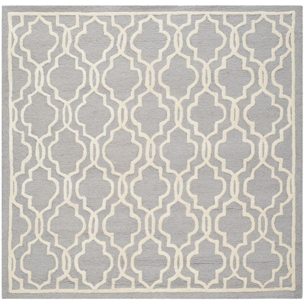 SAFAVIEH Cambridge Silver/Ivory 10 ft. x 10 ft. Square Interlace Geometric Area Rug