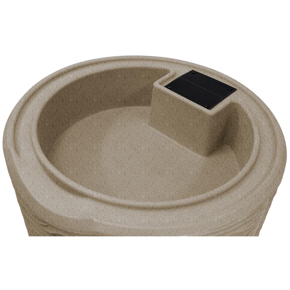 Sandstone 50-Gallon Palm Texture Rain Barrel with Brass Spigots