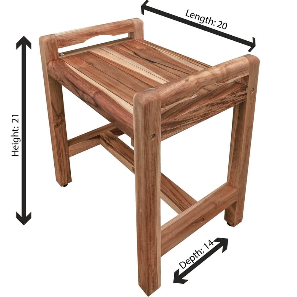20" Wide Teak Shower Bench with LiftAide Arms