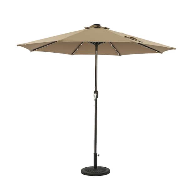Unbranded Extremely Weather Resistant 9 ft. Patio Market Umbrella in Brown with Push Button Tilt