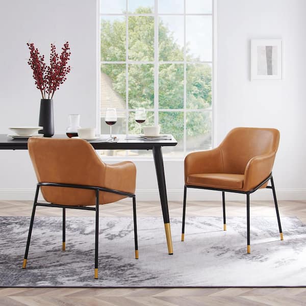 Modway Jovi Performance Velvet Dining Armchair Set of 2 Black Charcoal